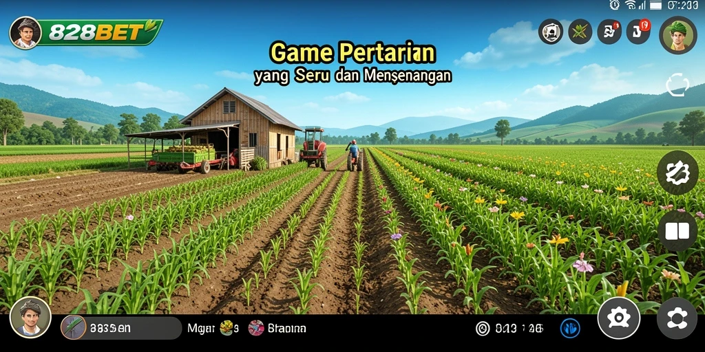 Tampilan gameplay menarik dari 828BET dengan grafik pertanian yang kaya.