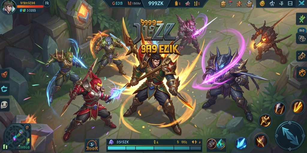 Tangkapan layar permainan MOBA yang menunjukkan aksi seru dalam 999ZK.