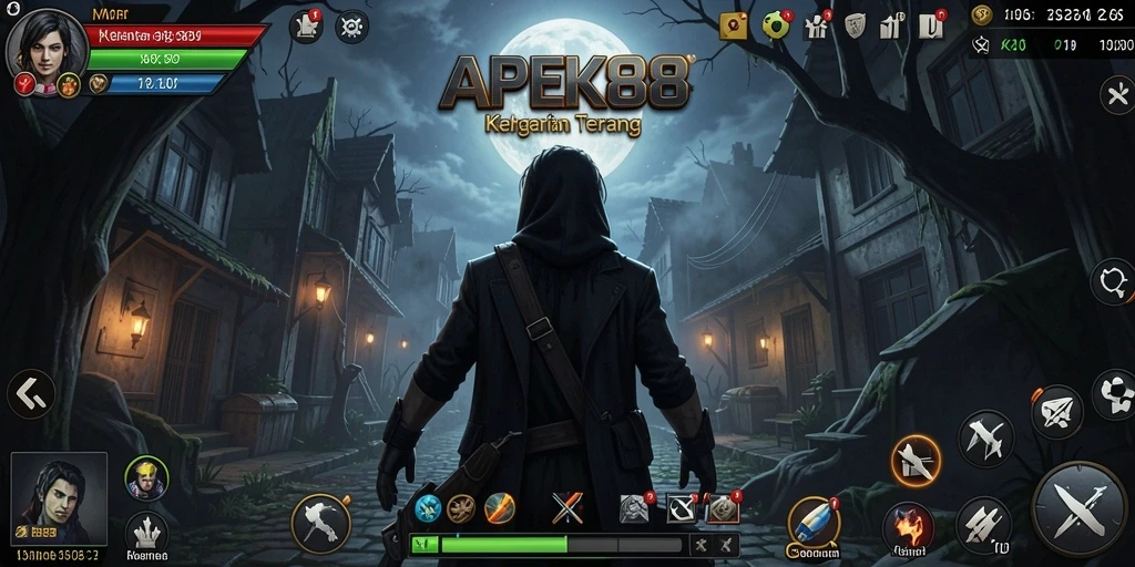 Screenshot utama APEK88 menampilkan suasana menakutkan dalam gameplay Horror.