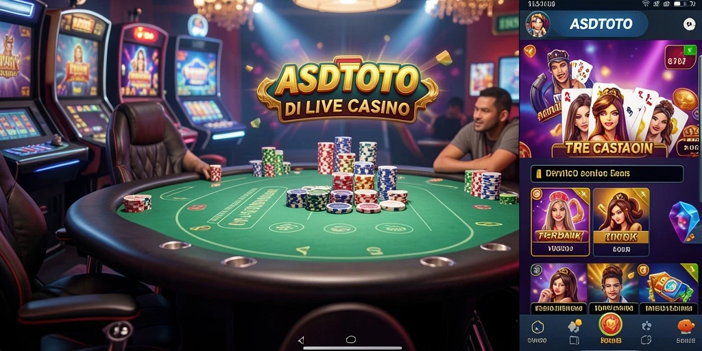 Screenshot ASDTOTO yang menunjukkan dealer profesional dan gameplay Live Casino.