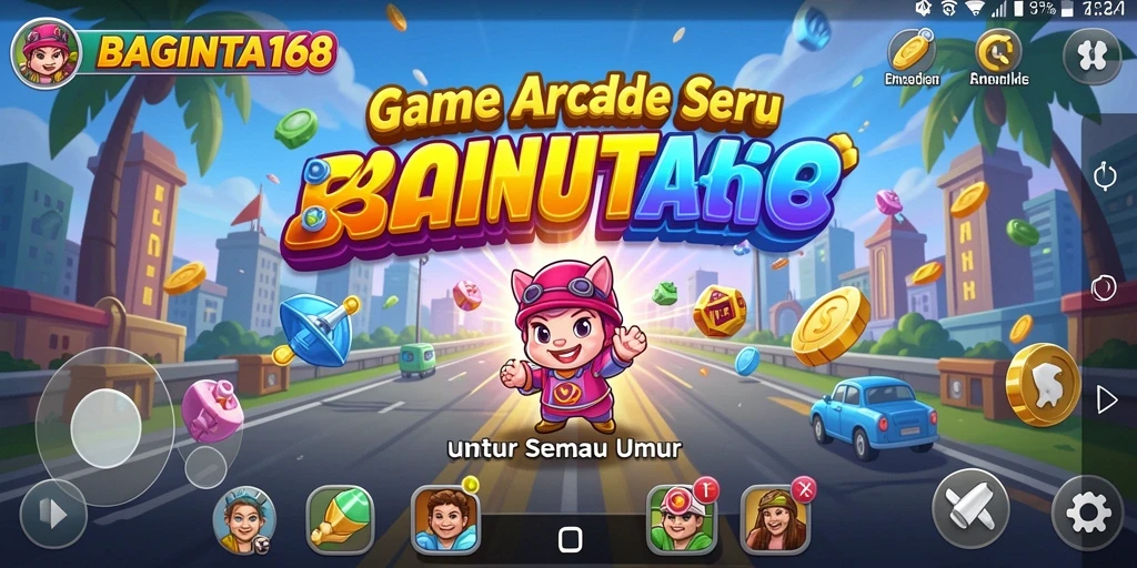 Screenshot utama BAGINTA168 menampilkan aksi seru dalam gameplay Arcade.