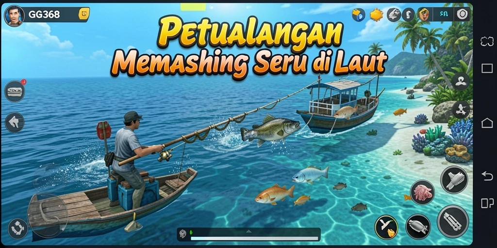 Screenshot gameplay GG368 menampilkan aksi memancing yang mengasyikkan.