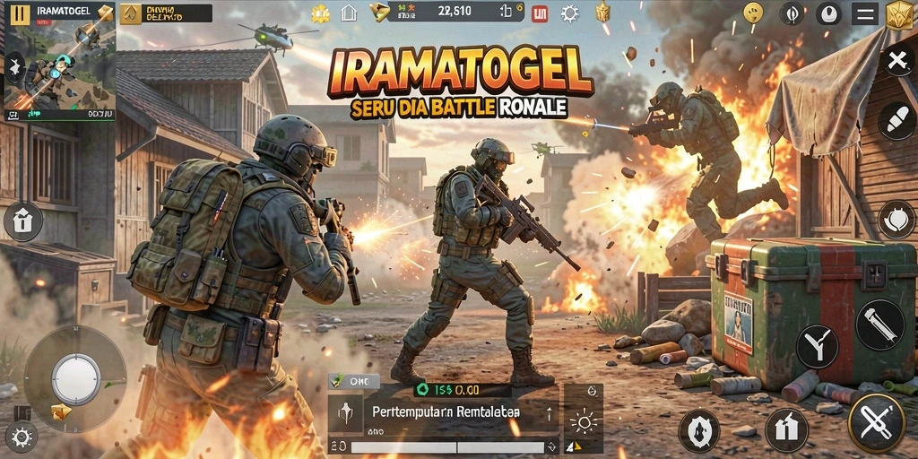 Tangkapan layar dari gameplay intens IRAMATOGEL dalam mode Battle Royale.