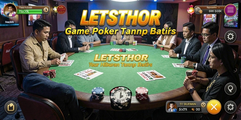 Screenshot game LETSTHOR menampilkan momen intens saat bermain poker.