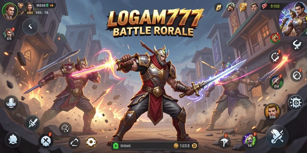 Tangkapan layar LOGAM777 menampilkan aksi mendebarkan di medan perang Battle Royale.