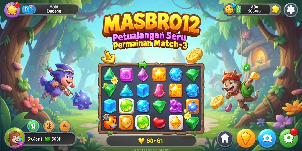 Tampilan menarik dari gameplay <strong>MASBRO12</strong> saat mencocokkan item.