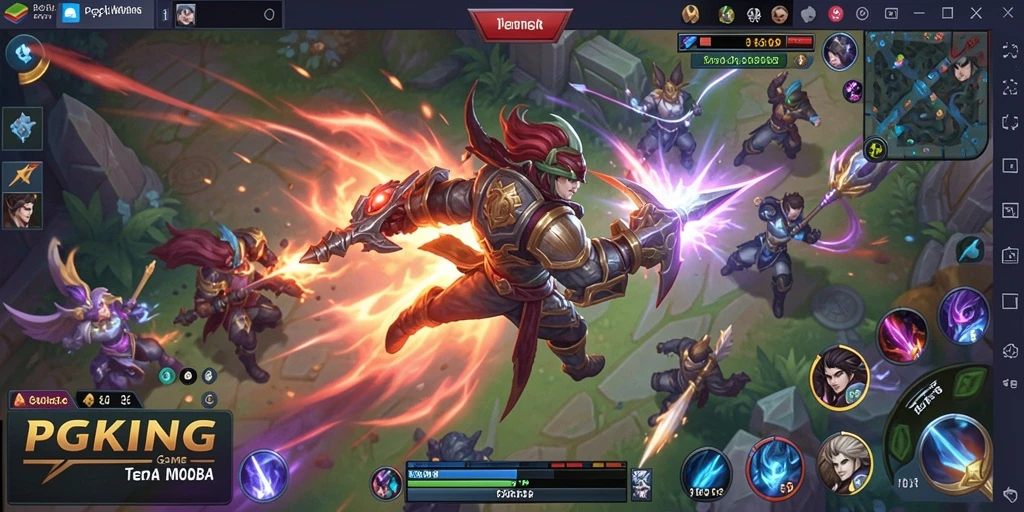 Screenshot gameplay PGKING menampilkan aksi pertempuran seru dalam MOBA.
