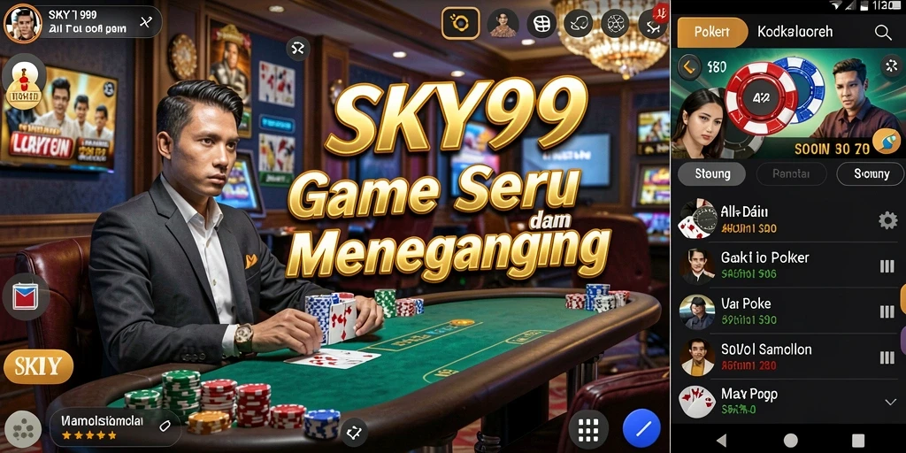 Tampilan seru dari gameplay Poker di SKY99.