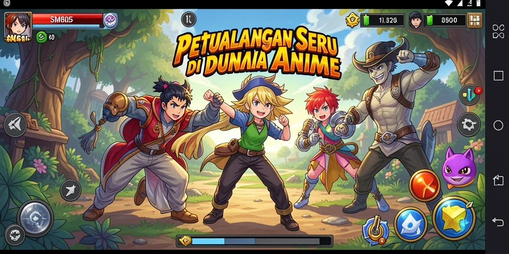 Tampilan gameplay SM605 dengan karakter anime yang menakjubkan.