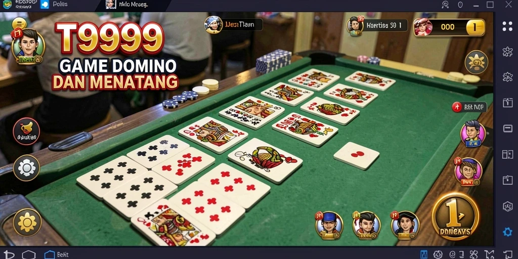 Screenshot dari gameplay seru T9999 yang menampilkan domino.