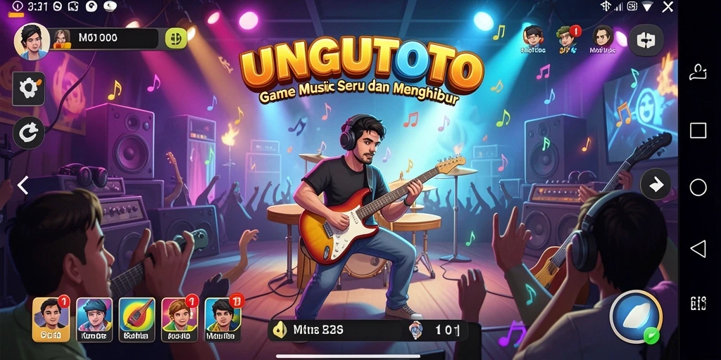 Tampilan gameplay UNGUTOTO dengan berbagai tantangan musik.