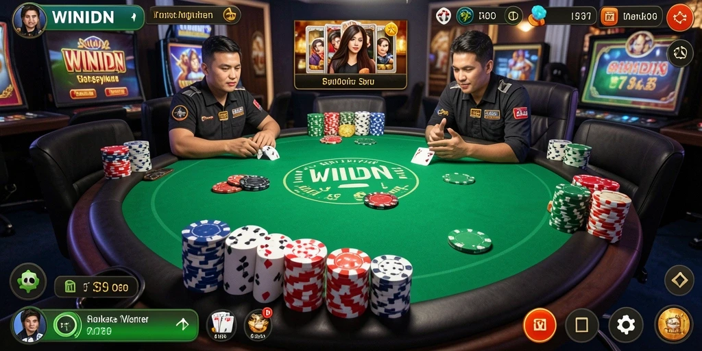 Tangkapan layar gameplay Poker yang mendebarkan di WINIDN.